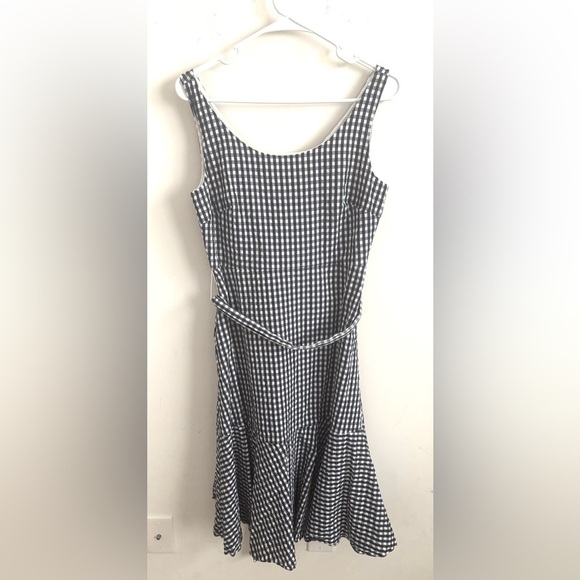 Milkmaid Coquette Gingham Midi Dress Ruffle Hem Tie Waist Academia Cottagecore - Picture 4 of 7